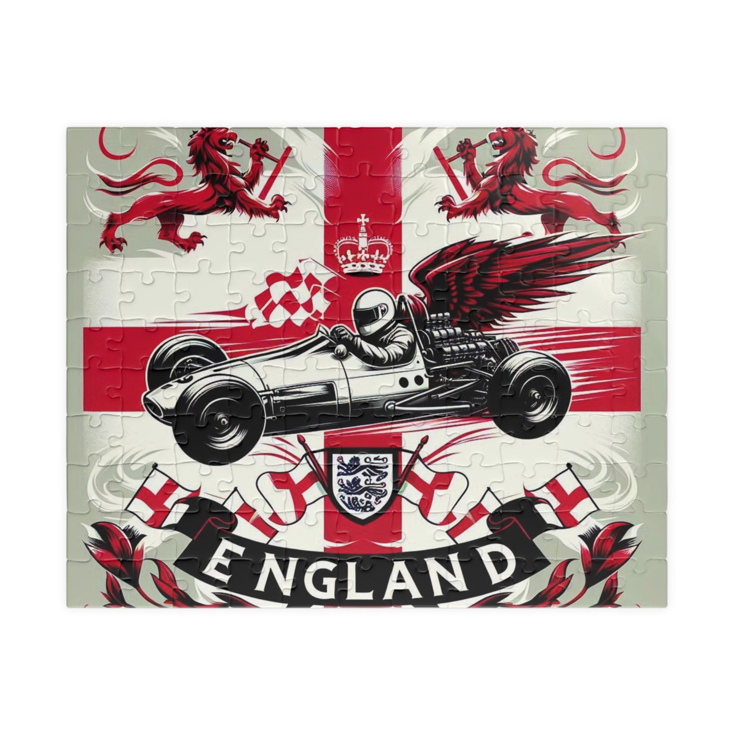 Flag Village ENGLAND Racing Car Sporting Flag Puzzle (110, 252, 520, 1014-piece) GBR0015