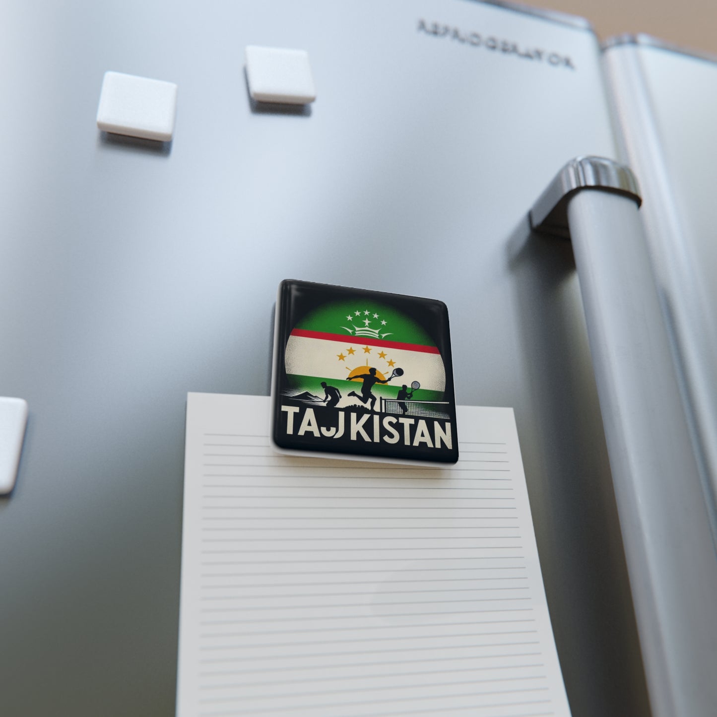 Flag Village Tajikistan Flag Sporting Porcelain Magnet, Square TJK0002