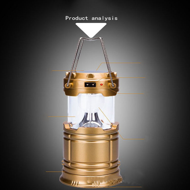 Flag Village new solar charging type multifunctional telescopic camping lantern lantern outdoor camping tent lamp