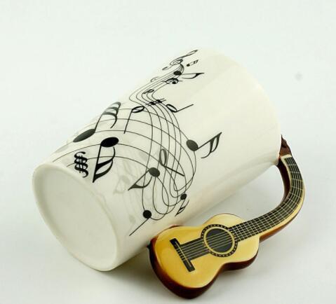 Flag Village Creative Music Violin Style Guitar Ceramic Mug Coffee Tea Milk Stave Cups With Handle Coffee Mug Novelty Gifts