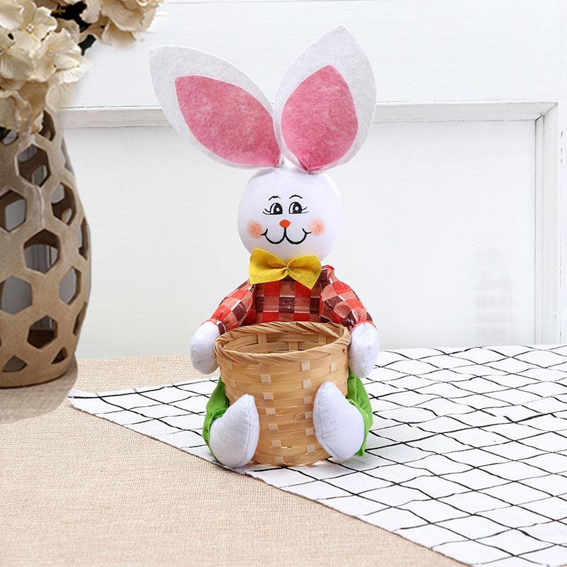 Flag Village Cute Bunny Basket Easter Eggs Candy Gift Box Storage Rabbit Bag Party Decoration Home Decoration Accessories Easter Decor
