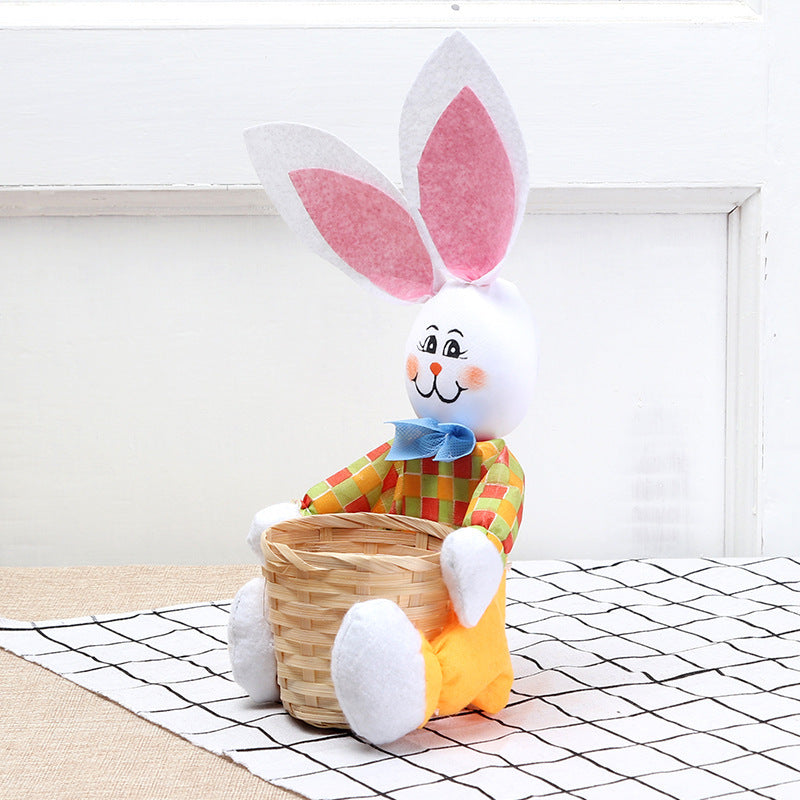 Flag Village Cute Bunny Basket Easter Eggs Candy Gift Box Storage Rabbit Bag Party Decoration Home Decoration Accessories Easter Decor