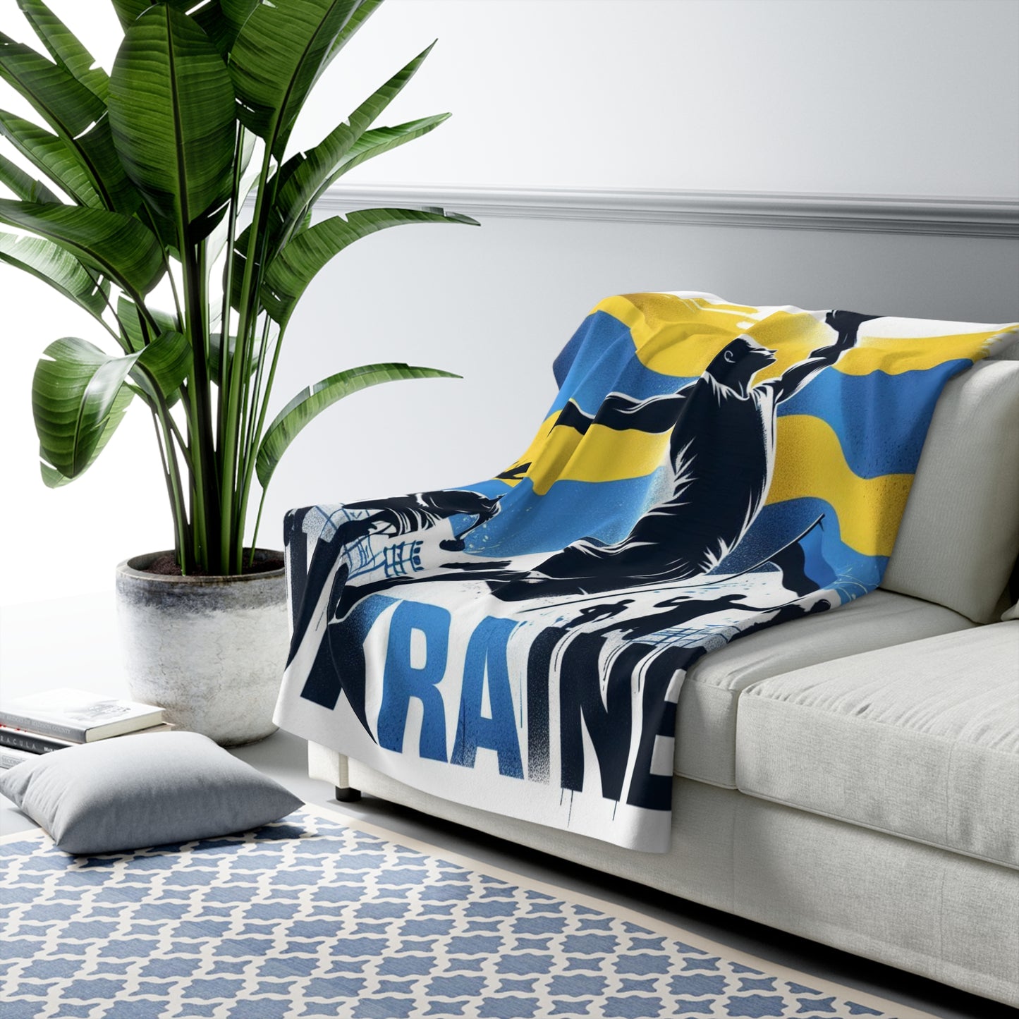 Flag Village Ukraine Sporting Flag Sherpa Fleece Blanket UKR0006
