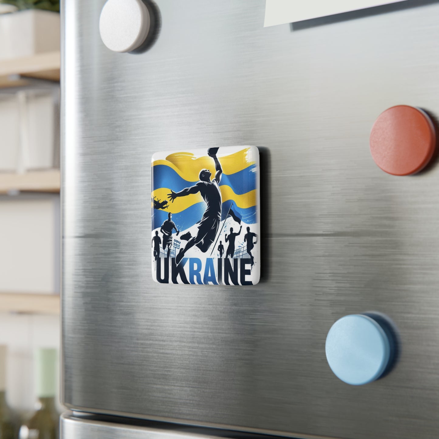 Flag Village Ukraine Flag Sporting Porcelain Magnet, Square UKR0006