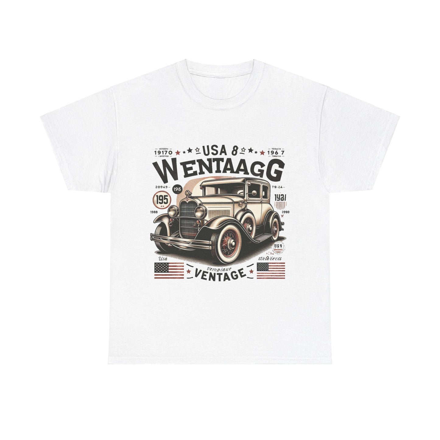 Flag Village USA Vintage Car Flag T-SHIRT Heavy Cotton Tee USA0017