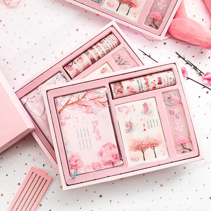 Flag Village Cute Creative Cherry Blossom Hand Ledger Gift Box Set