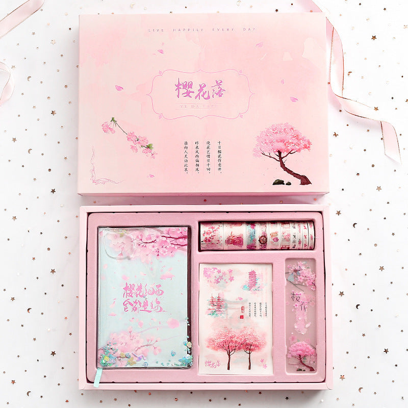Flag Village Cute Creative Cherry Blossom Hand Ledger Gift Box Set