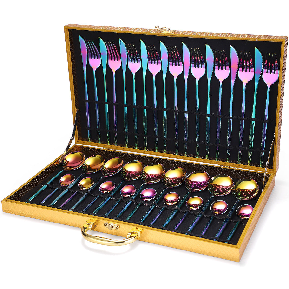 Flag Village 36-piece Stainless Steel Tableware Wooden Box Gift Box Set
