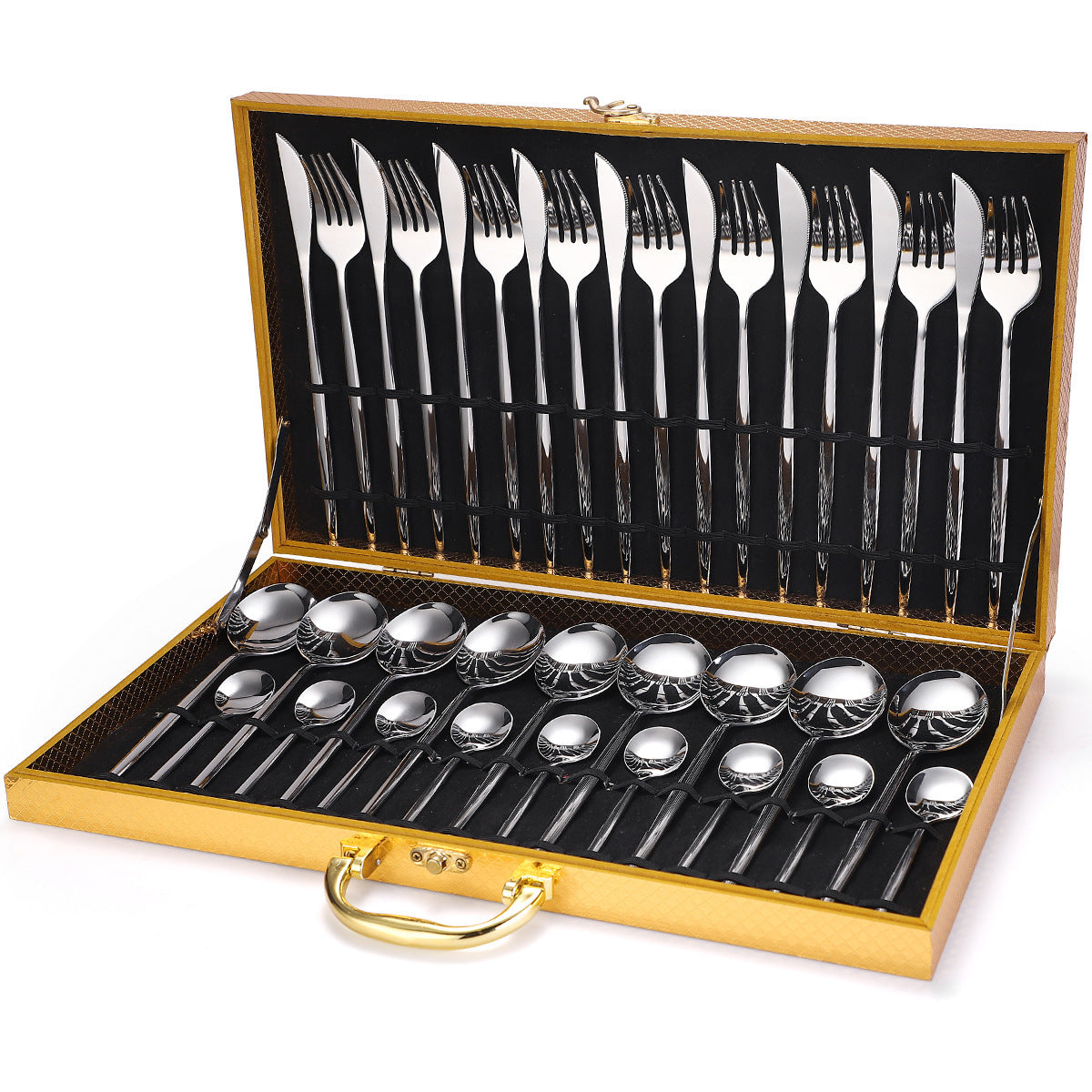 Flag Village 36-piece Stainless Steel Tableware Wooden Box Gift Box Set