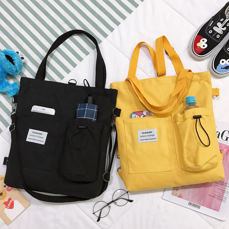 Flag Village Canvas Bags Handbag With Pockets Preppy Buckpack Shoulder Bag For Women