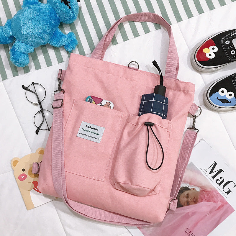 Flag Village Canvas Bags Handbag With Pockets Preppy Buckpack Shoulder Bag For Women