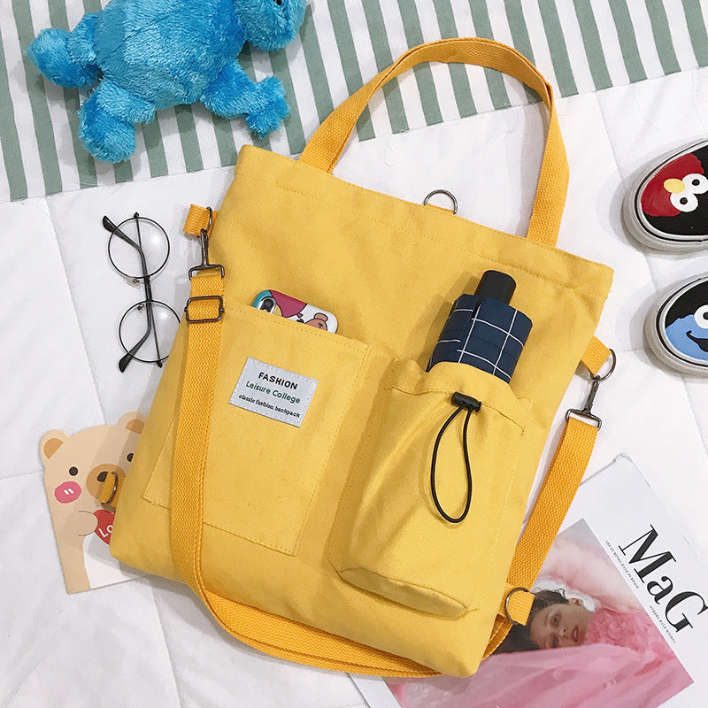 Flag Village Canvas Bags Handbag With Pockets Preppy Buckpack Shoulder Bag For Women