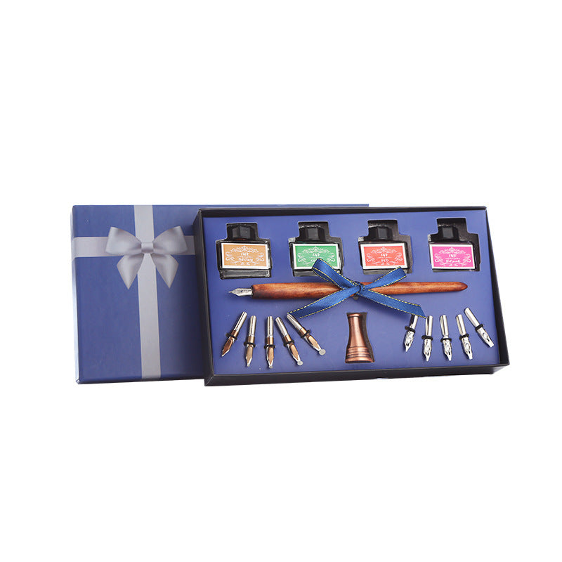 Flag Village Pen and Ink Gift Box Wooden Dip Pen Set