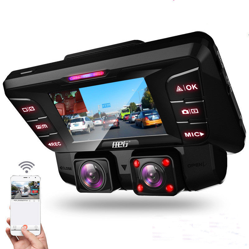 Flag Village Auto Tools Car Driving Recorder HD Night Vision Dual-Lens Panoramic View Driving Recorder