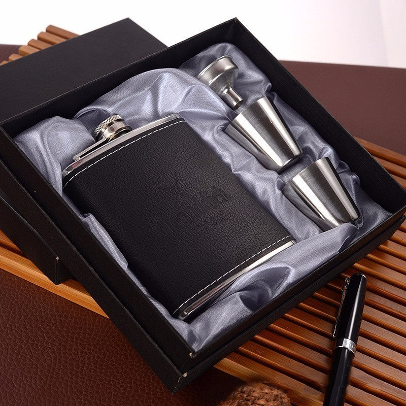 Flag Village 7oz Stainless Steel Bottle Set Portable Gift Box