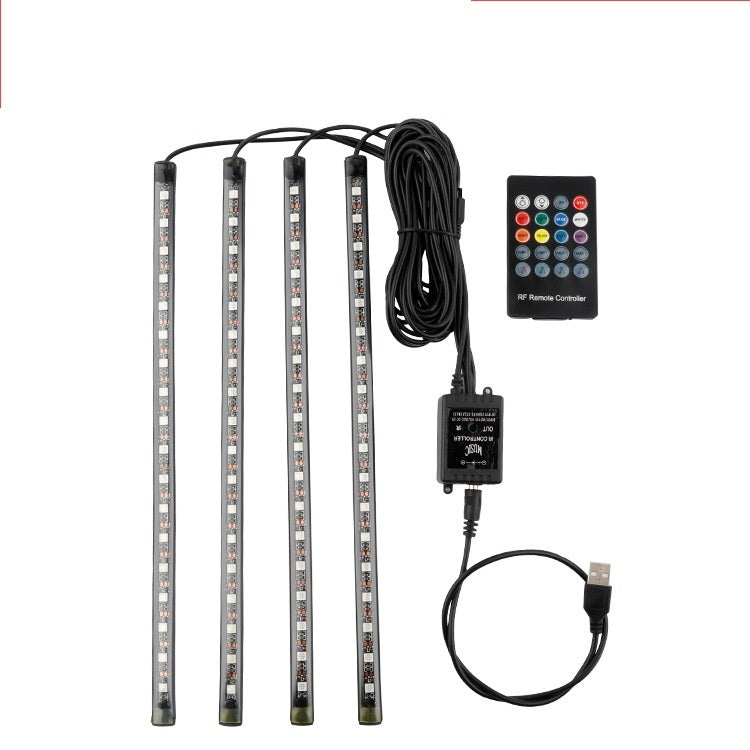 Flag Village Auto Tools Automotive atmosphere One to four lights Remote 4x9 LED atmosphere lamp Indoor foot lamp