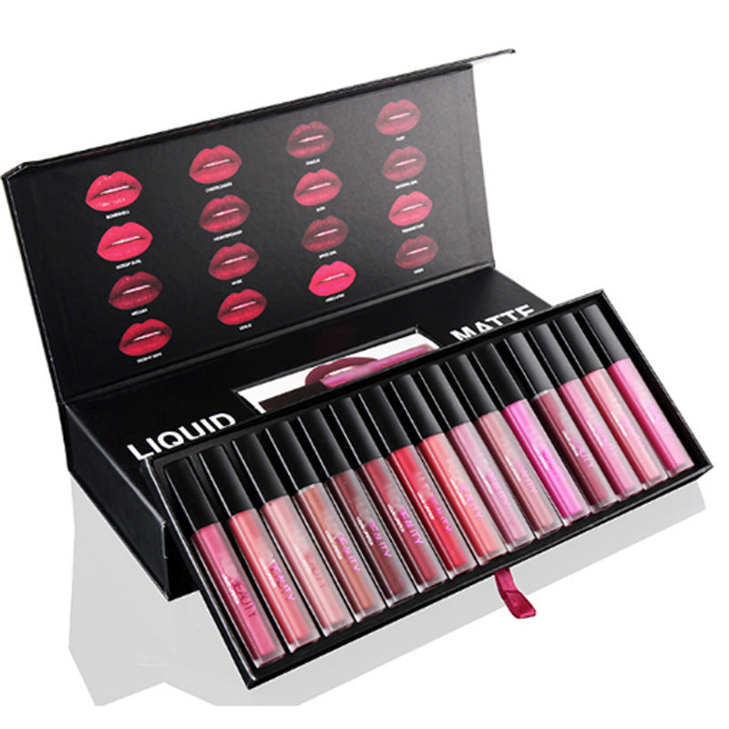 Flag Village Long Lasting Waterproof Lipstick 16 Gift Box Lip Gloss