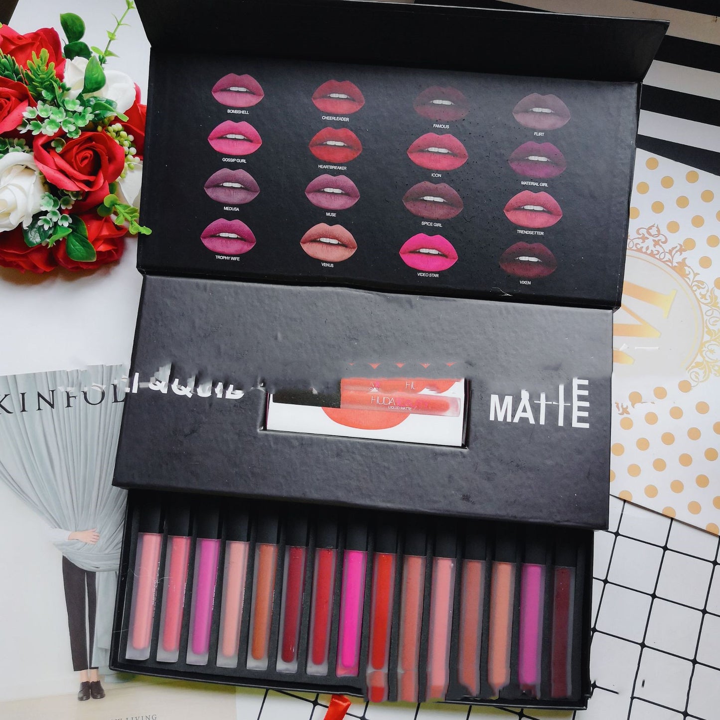 Flag Village Long Lasting Waterproof Lipstick 16 Gift Box Lip Gloss