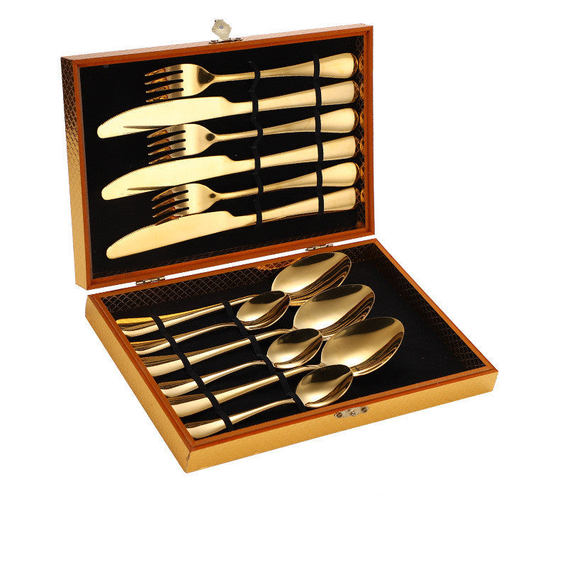 Flag Village Stainless Steel Steak Cutlery Set Western Cutlery Cutlery Set Gift Box Wooden Box Cutlery
