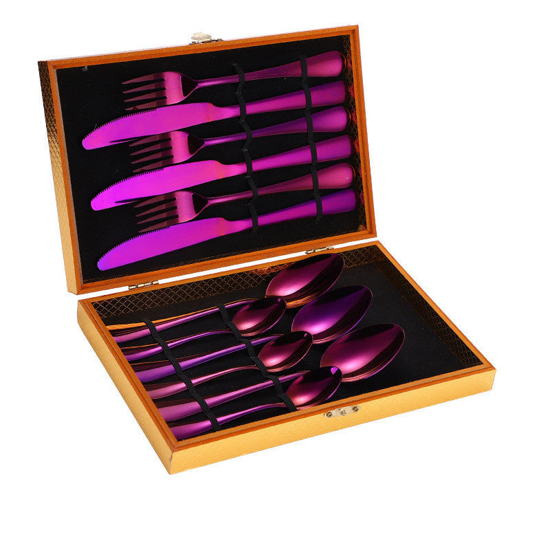 Flag Village Stainless Steel Steak Cutlery Set Western Cutlery Cutlery Set Gift Box Wooden Box Cutlery