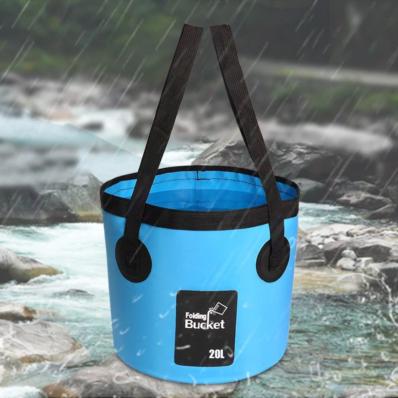 Flag Village Portable Travel Bag Fishing Bucket Folding Bucket Bag Outdoor Convenient Travel Car Wash Bucket Outdoor Waterproof Bag