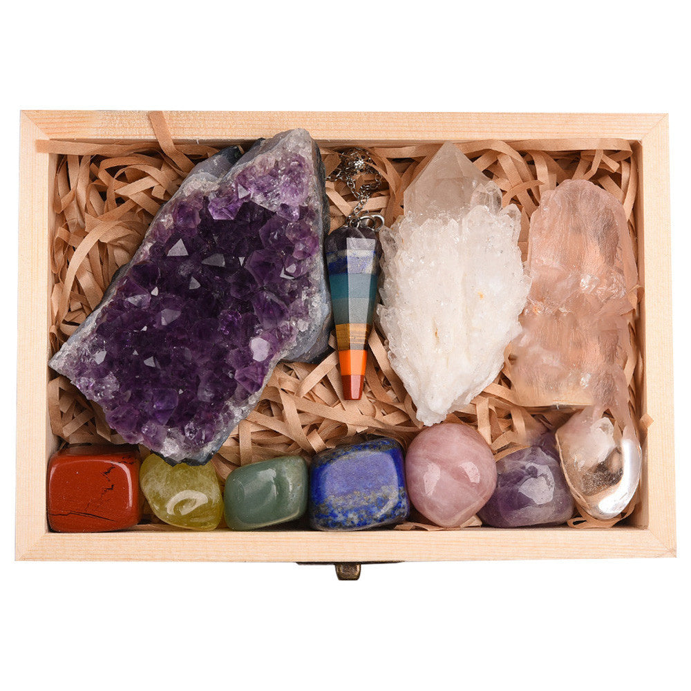 Flag Village Amethyst Block Natural Crystal Hexagonal Prism Power Stone Exquisite Gift Box Packaging