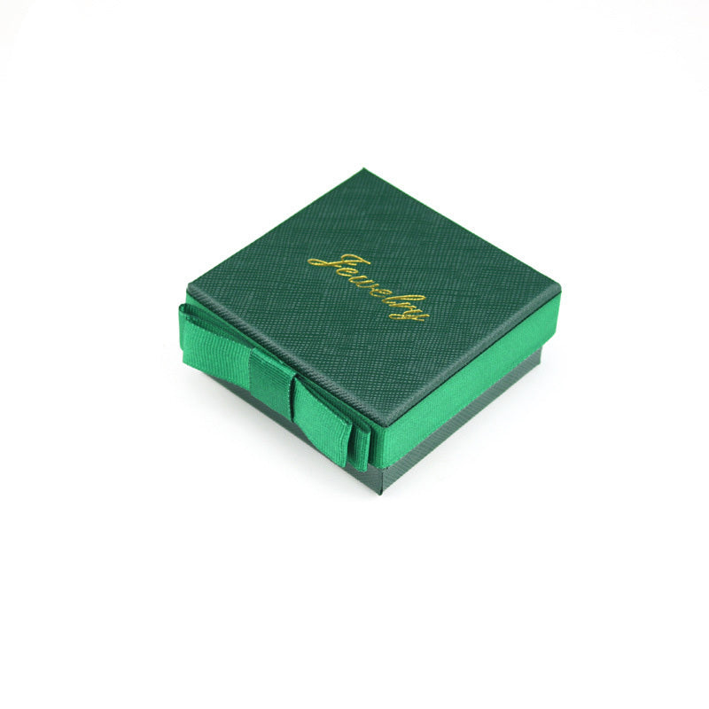 Flag Village Packaging Gift Box Dark Green Bow Jewelry Box Ring Box Necklace Box Jewelry Box Bracelet Box Wholesale