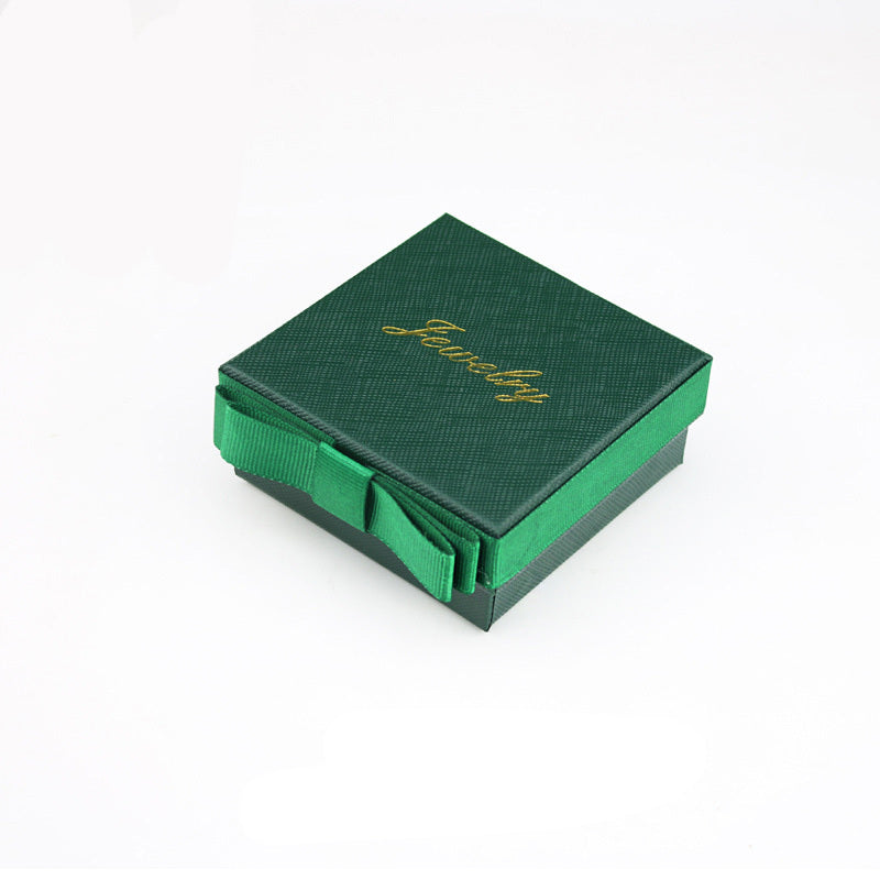 Flag Village Packaging Gift Box Dark Green Bow Jewelry Box Ring Box Necklace Box Jewelry Box Bracelet Box Wholesale