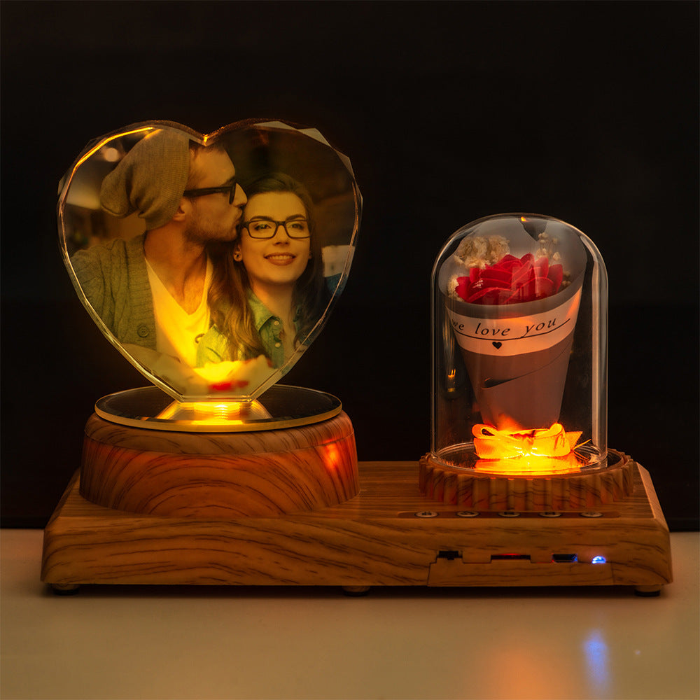 Flag Village Personalized Photo Night Light Bluetooth Music Gift Box 3D Crystal Inner Carving Gift