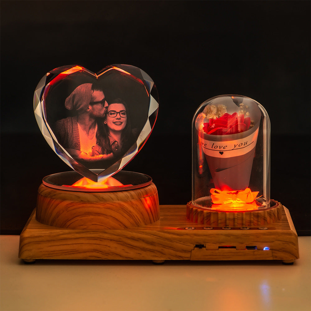 Flag Village Personalized Photo Night Light Bluetooth Music Gift Box 3D Crystal Inner Carving Gift