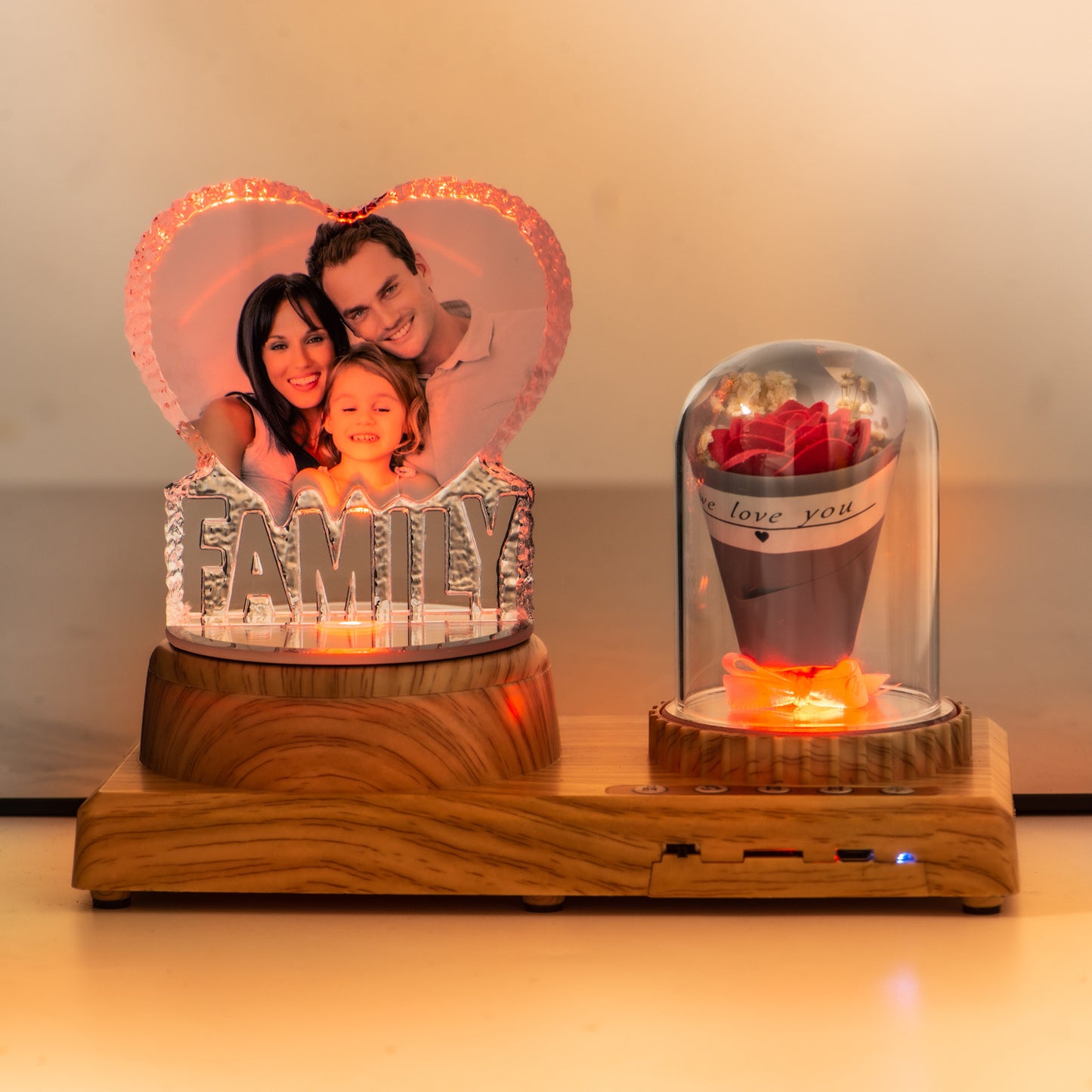 Flag Village Personalized Photo Night Light Bluetooth Music Gift Box 3D Crystal Inner Carving Gift
