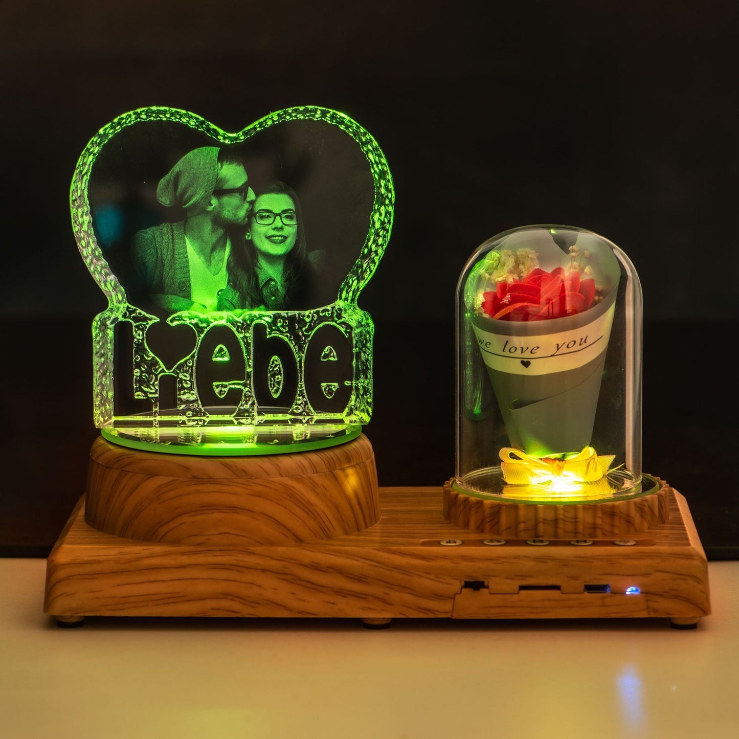 Flag Village Personalized Photo Night Light Bluetooth Music Gift Box 3D Crystal Inner Carving Gift