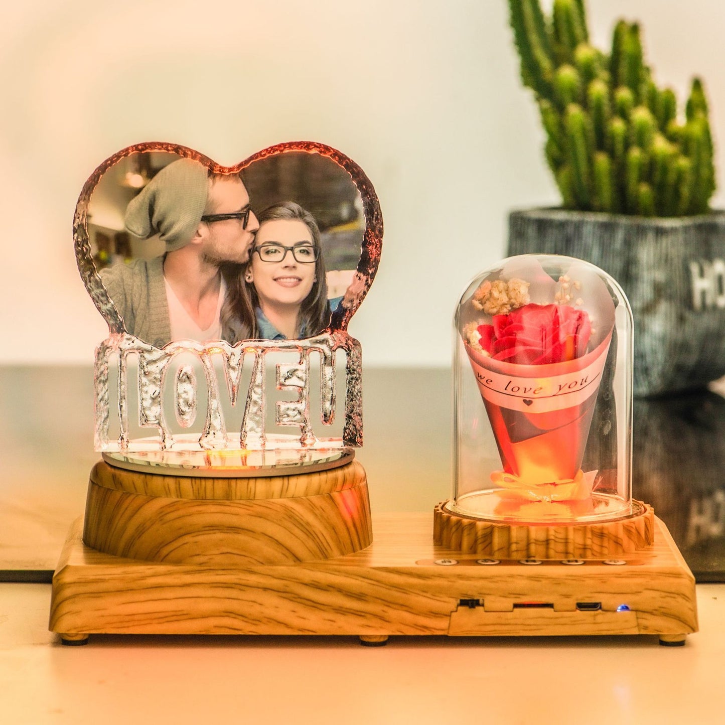 Flag Village Personalized Photo Night Light Bluetooth Music Gift Box 3D Crystal Inner Carving Gift