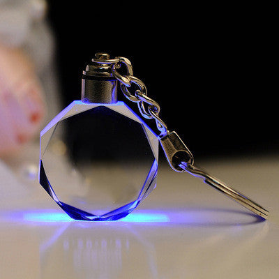Flag Village K9 Crystal Keychain LED Flashing Custom Carve Family Photo Frame Souvenir Gifts Glass Key Chain Ring Jewelry