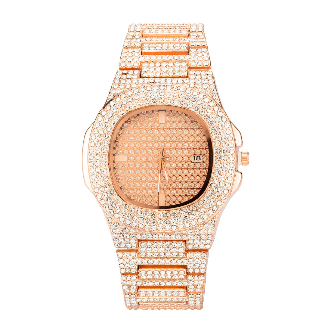 Flag Village Watch Full Diamond Exaggerated Stainless Steel Women'S Suit Combination Gift Box Watch