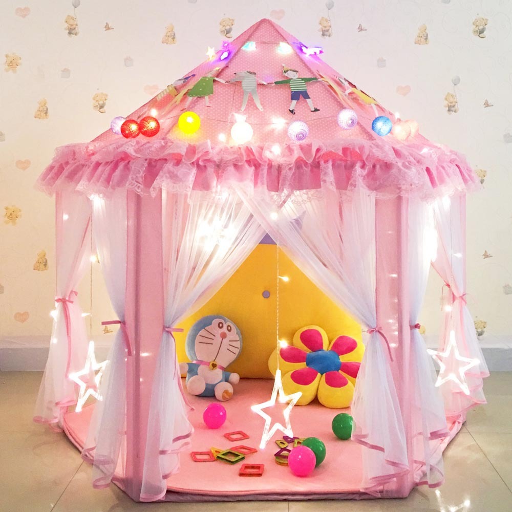 Flag Village Portable Children's Tent for Kids Tent Toys Girls Princess Castle Tipi Infantil Children's House Vigvam Teepee Baby Tent Gifts