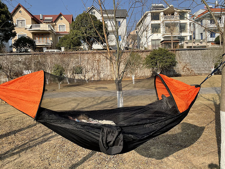 Flag Village Automatic Quick-Opening Mosquito Net Hammock Outdoor Anti-Mosquito Hammock Aerial Tent Camping Camping Double Hammock With Mosquito Net