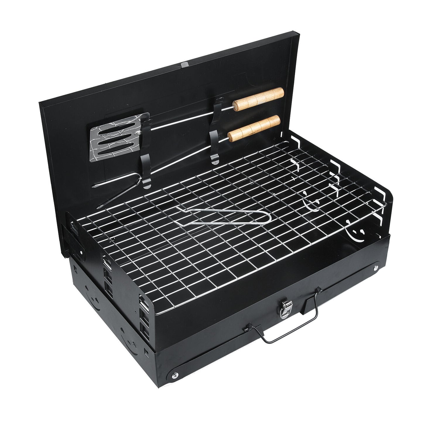Flag Village Outdoor Portable Charcoal Grill Folding Box Grill Gift Barbecue Grill Factory Direct Sales