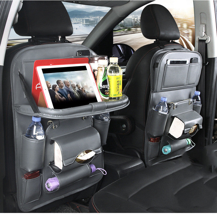 Flag Village Auto Tools PU Leather Car Storage Bag Multifunction Seat Back Tray Hanging Bag Waterproof Car Organizer Automotive Interior Accessories