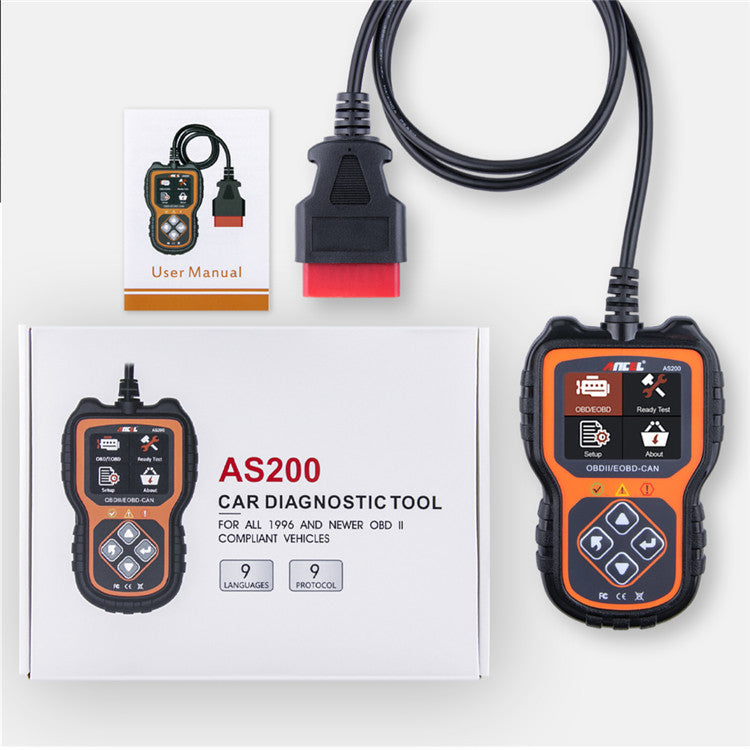 Flag Village Auto Tools As200 Obd2 Scanner Car Diagnostic Tool Engine Test Equipment Overseas Version Multilingual