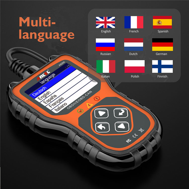 Flag Village Auto Tools As200 Obd2 Scanner Car Diagnostic Tool Engine Test Equipment Overseas Version Multilingual