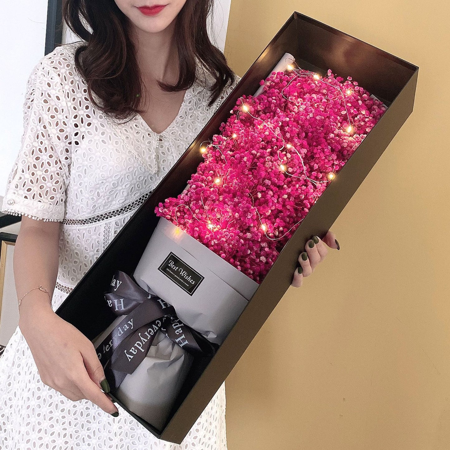 Flag Village Valentine's Day Mother's Day Gift Gypsophila Flower Bouquet Big Gift Box Birthday Gift Eternal Flower