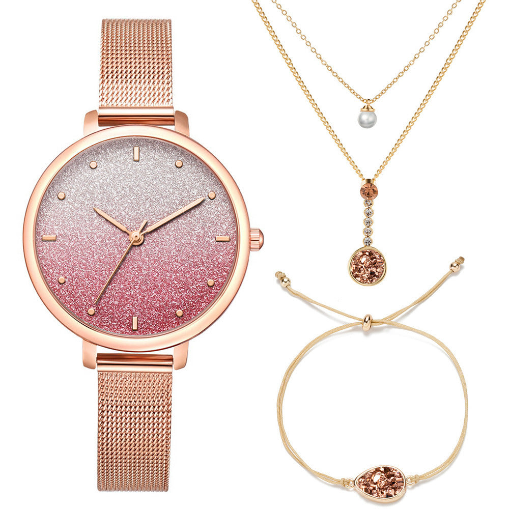 Flag Village Women Bracelet And Wrist Watch Girl Exquisite Gift Box Set