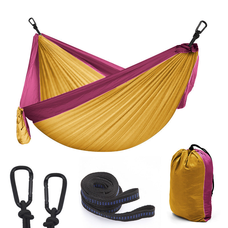 Flag Village Outdoor Color Matching Nylon Parachute Cloth Single 270x140 Camping Hammock Outdoor Swing