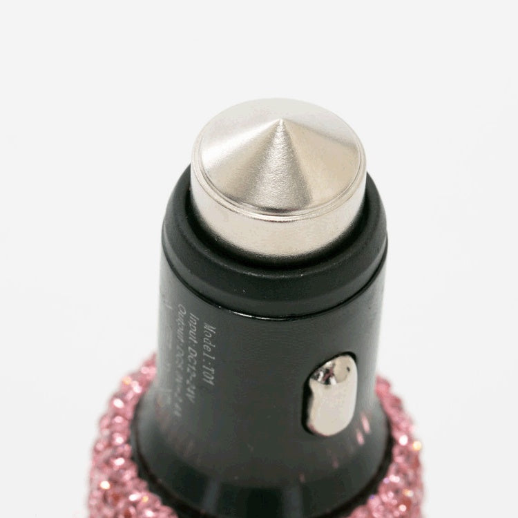 Flag Village Auto Tools 2.4A Dual Port Car Mobile Phone Charger With One For Two Diamond-Inlaid Dual Usb Car Charger Travel Car Charging Head