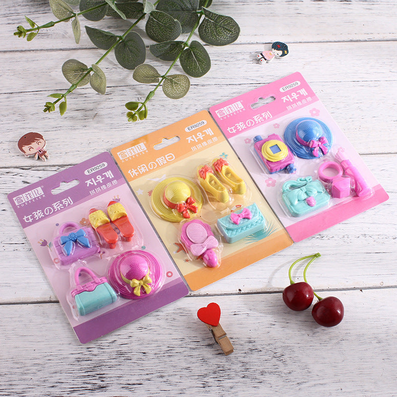 Flag Village Children'S Day Gift Creative Eraser Set Gift Box Engineering Vehicle Model Primary School Student Stationery Prize Wholesale