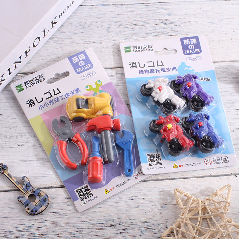 Flag Village Children'S Day Gift Creative Eraser Set Gift Box Engineering Vehicle Model Primary School Student Stationery Prize Wholesale