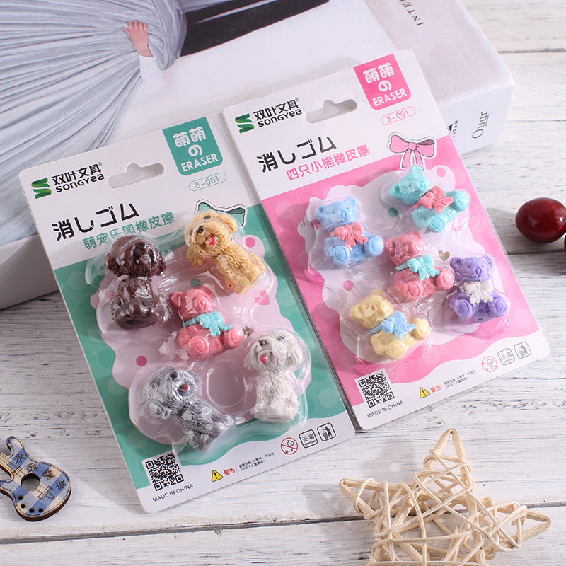 Flag Village Children'S Day Gift Creative Eraser Set Gift Box Engineering Vehicle Model Primary School Student Stationery Prize Wholesale