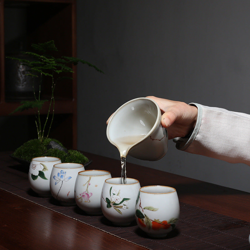 Flag Village Ceramic Kung Fu Tea Cup Gift Box Tea Set Master Cup