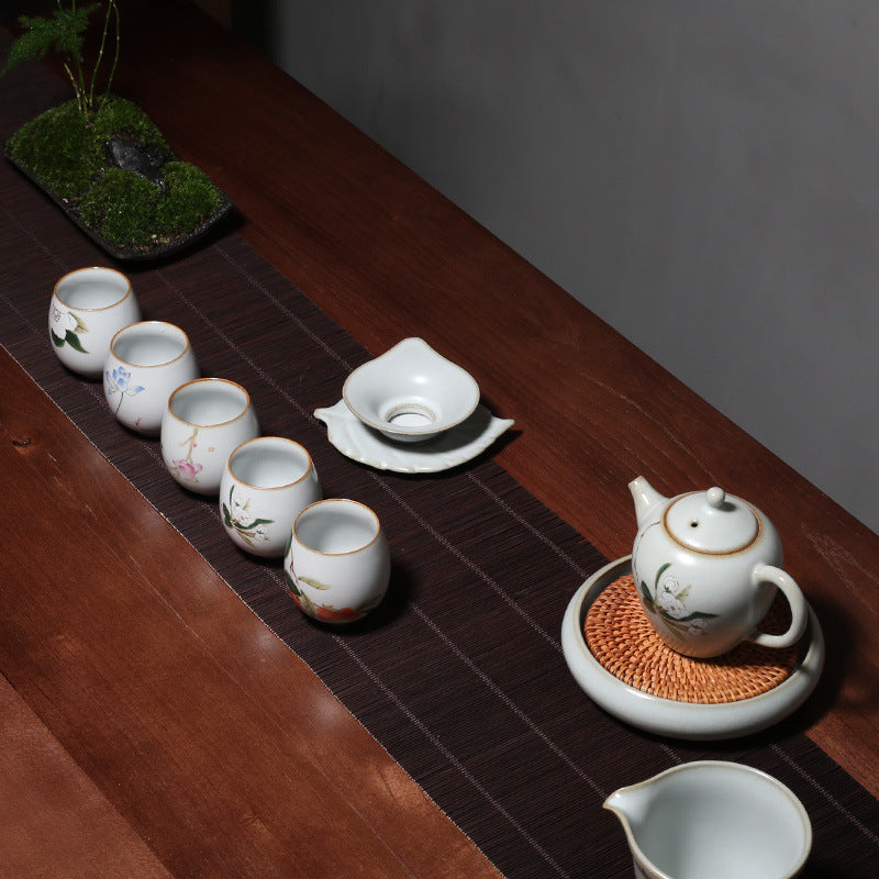 Flag Village Ceramic Kung Fu Tea Cup Gift Box Tea Set Master Cup